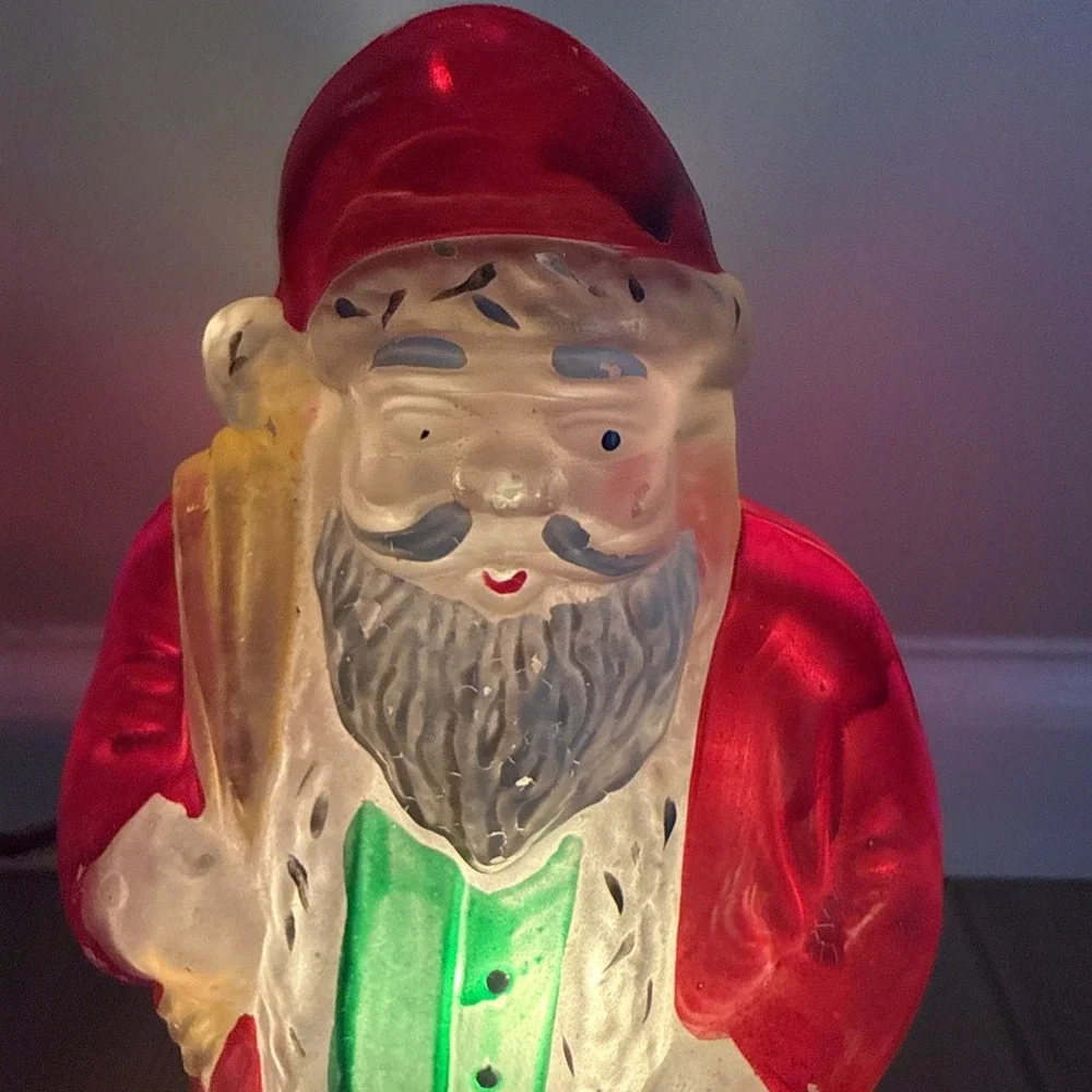 Rare Vintage Christmas Hand Painted Santa Claus Figure Lamp Night Light Must See